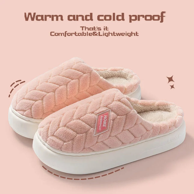 Cotton Plush Women’s Indoor Slippers – Anti-Slip Soft-Bottom Warm Winter Home Footwear