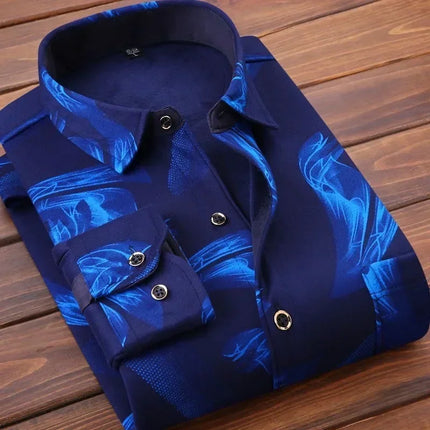 Men’s Winter Plaid Flannel Shirt – Fur Lined, Fleece‑Lined, Warm Casual Dress Shirt