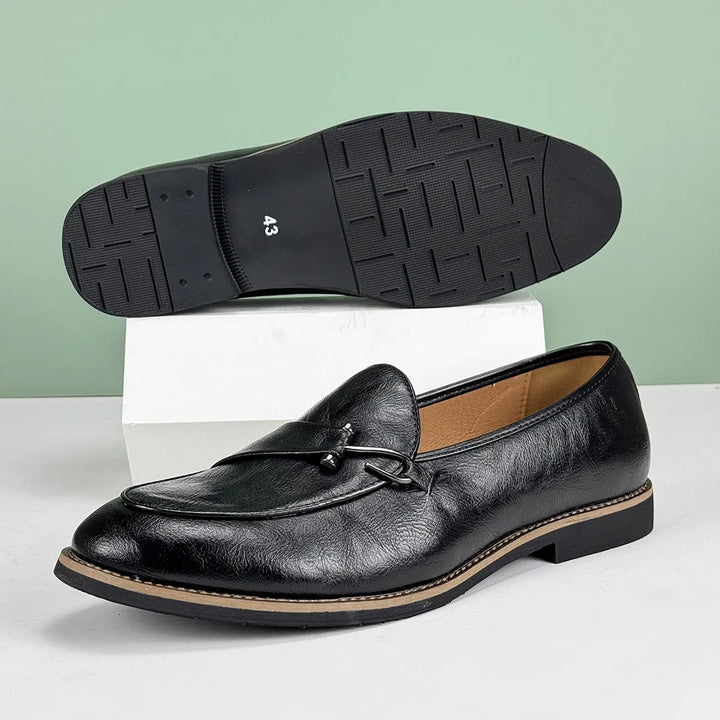 Men's Leather Bit Loafers | Classic Horsebit Dress Slip-On Shoes