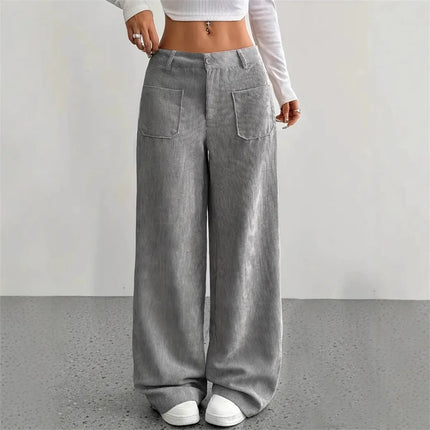 High-Waist Wide-Leg Corduroy Trousers