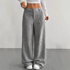 High-Waist Wide-Leg Corduroy Trousers-HighTouch