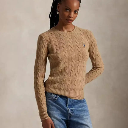 Women’s Cable Knit Wool-Cashmere Crewneck Sweater