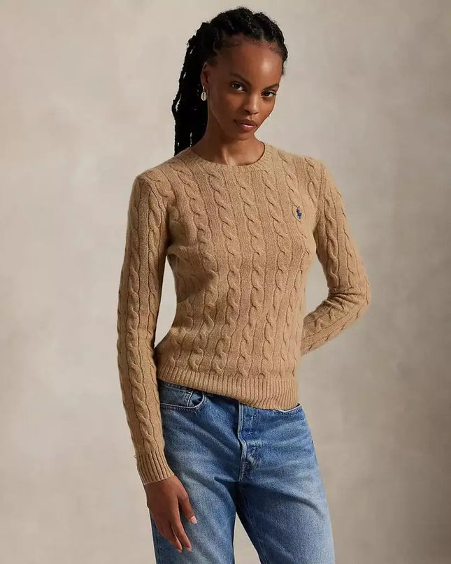 Women’s Cable Knit Wool-Cashmere Crewneck Sweater