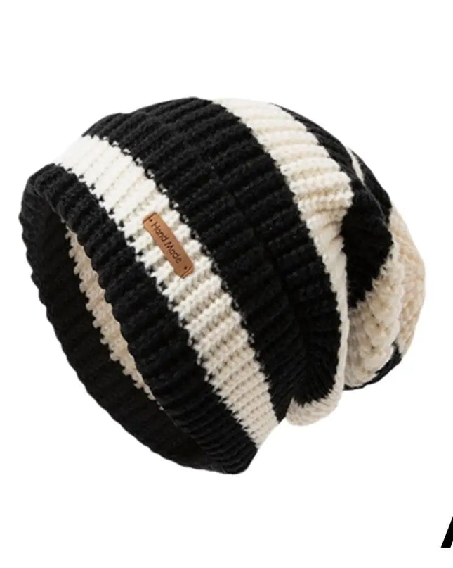 Two-Tone Fur-Lined Knit Beanie