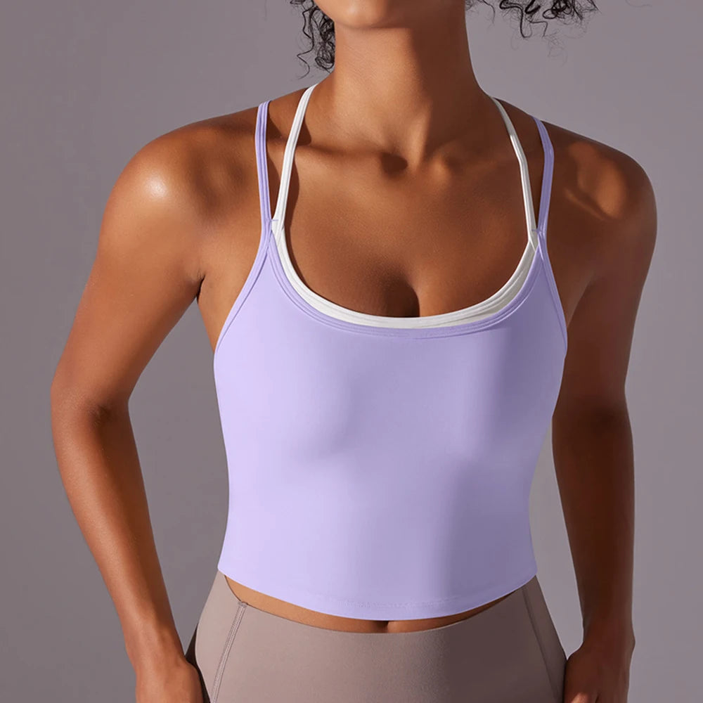 Backless Push-Up Yoga Top – Seamless Padded Workout Top Dames Push Up sport-HighTouch