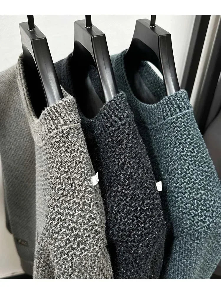 Embroidered Plush Sweater Men