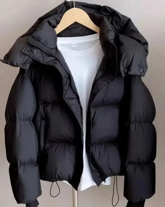 Warm Cotton Hooded Short Jacket for Women