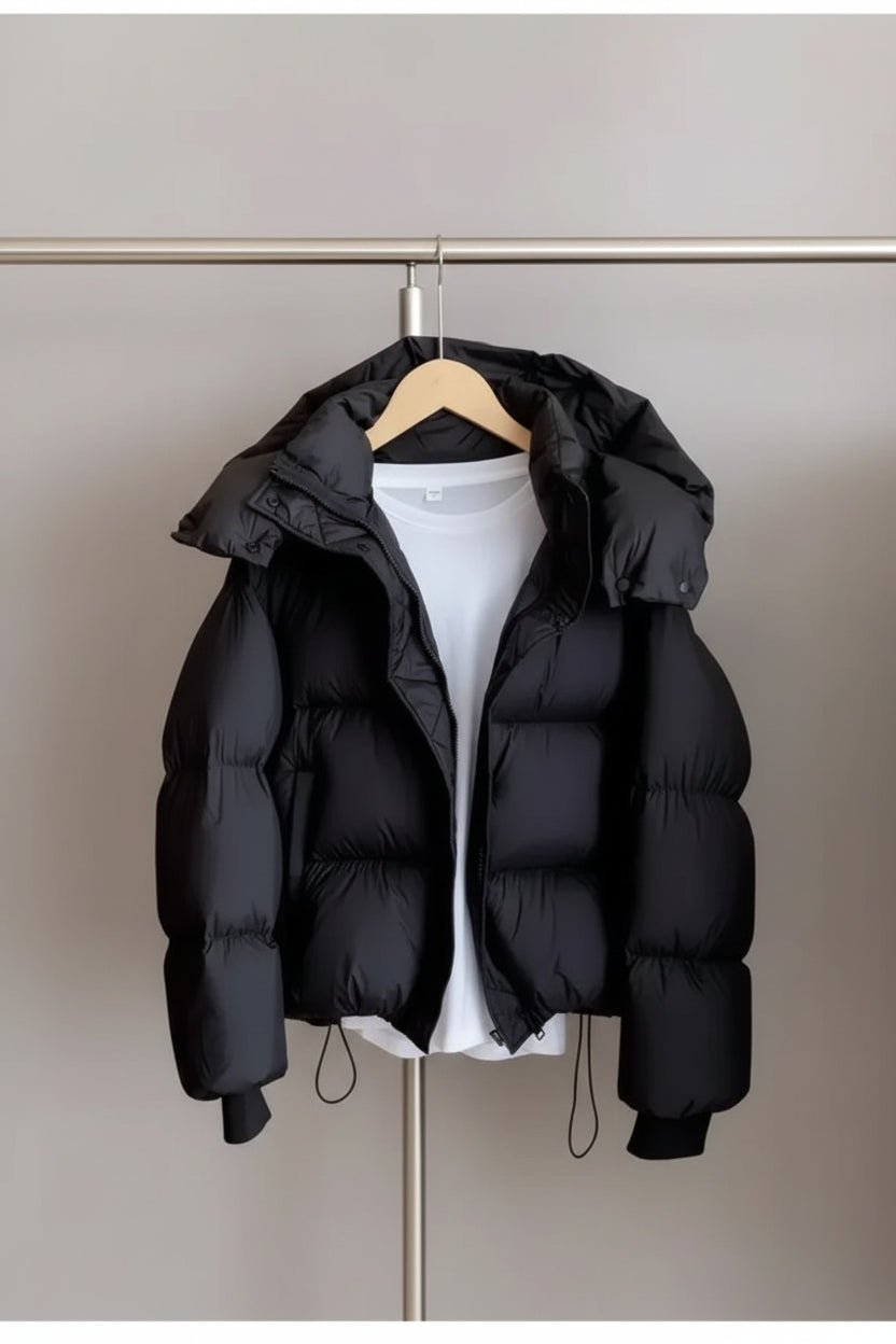 Warm Cotton Hooded Short Jacket for Women-HighTouch