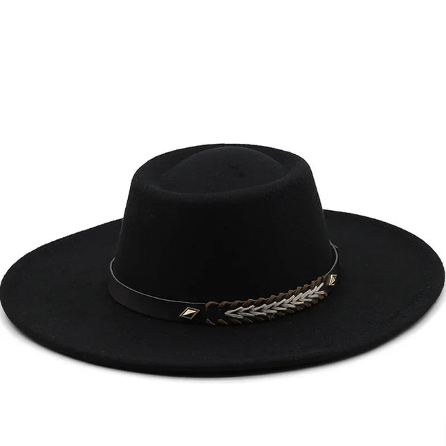 British-Style Wide-Brim Felt Fedora – Adjustable Luxury Jazz & Wedding Hat
