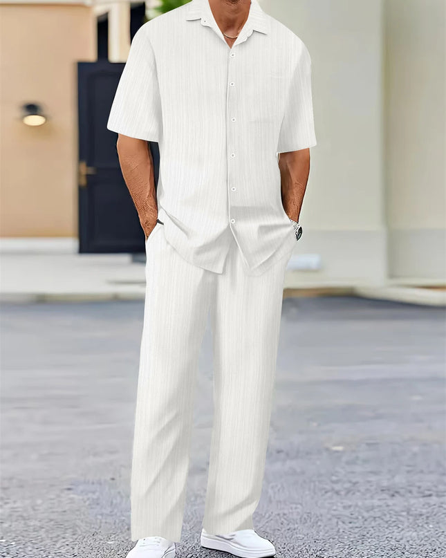 Men’s Summer Business Casual Set – Classic Shirt & Trousers