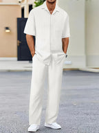 Men’s Summer Business Casual Set – Classic Shirt & Trousers-HighTouch