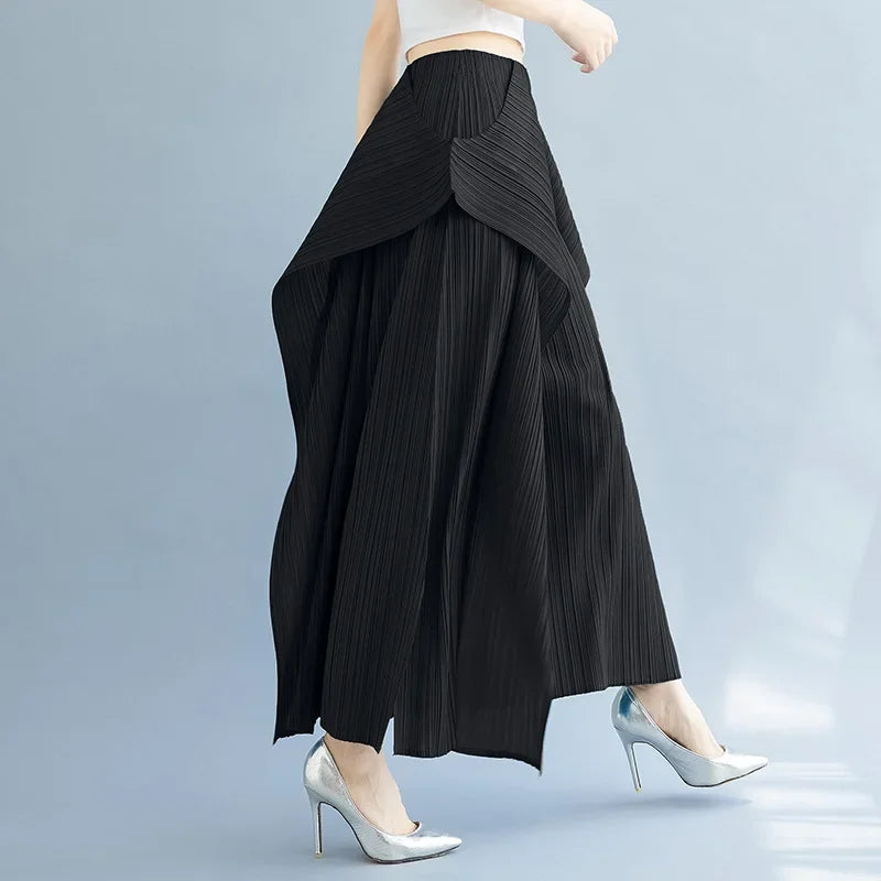 Tri-Crepe Pleated Slimming Mermaid Pants for Women Elegant & Trendy-HighTouch