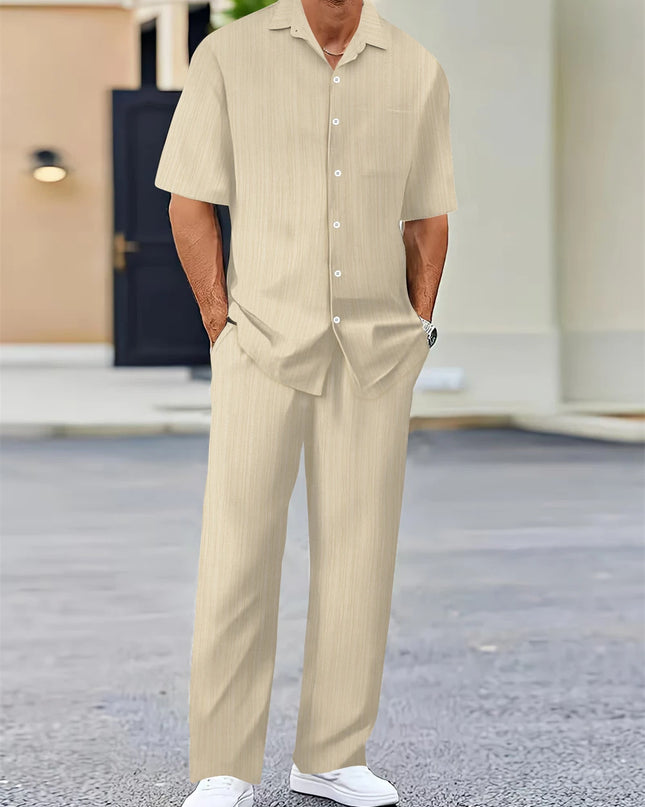 Men’s Summer Business Casual Set – Classic Shirt & Trousers
