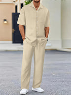 Men’s Summer Business Casual Set – Classic Shirt & Trousers-HighTouch
