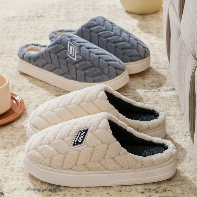 Cotton Plush Women’s Indoor Slippers – Anti-Slip Soft-Bottom Warm Winter Home Footwear