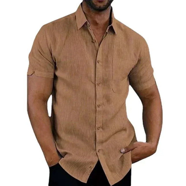 Men’s Cotton-Linen Short-Sleeve Shirt