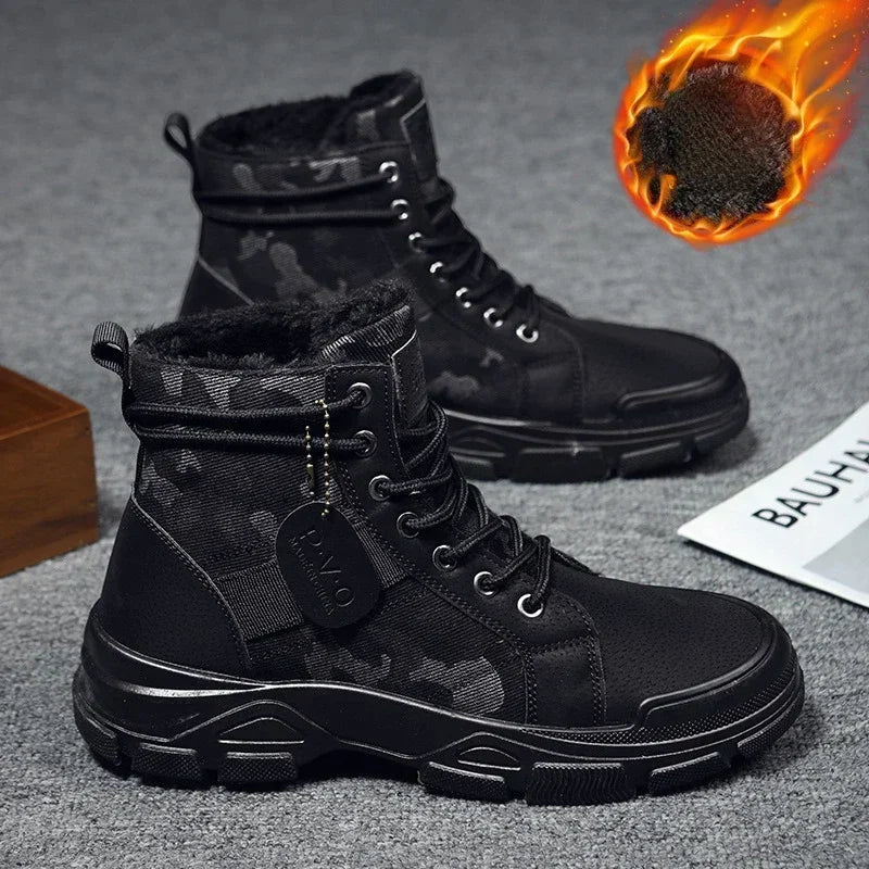 Men’s Camouflage Platform High-Top Boots-HighTouch