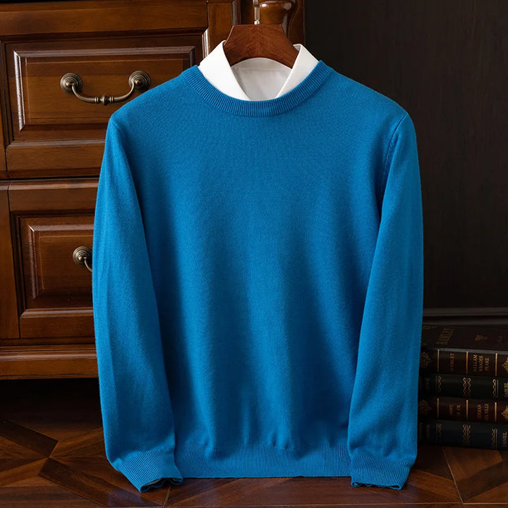 Men’s Merino Wool Sweater Premium Long Sleeve Knit Pullover-HighTouch