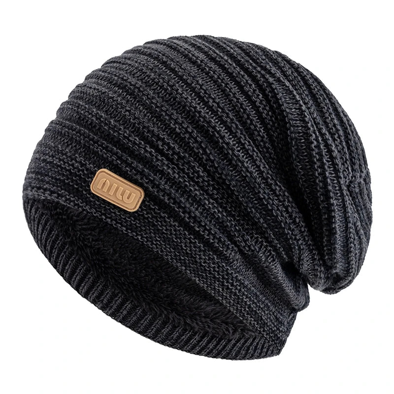 Unisex Striped Slouchy Winter Beanie-HighTouch