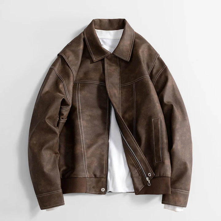 Men's Vegan Leather Bomber Jacket