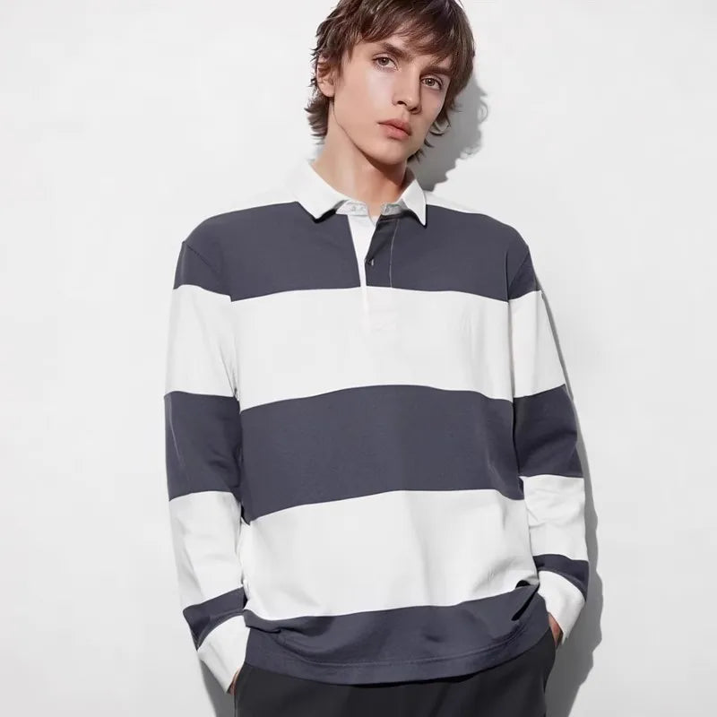 Collaborative Stripe Long-Sleeve Tee – Loose Fit Street Casual