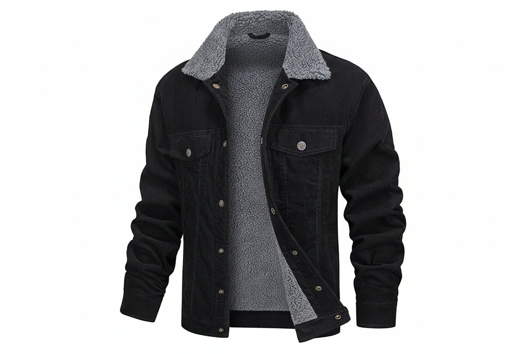 Men Corduroy Jacket Casual Vintage Button Up Coat-HighTouch