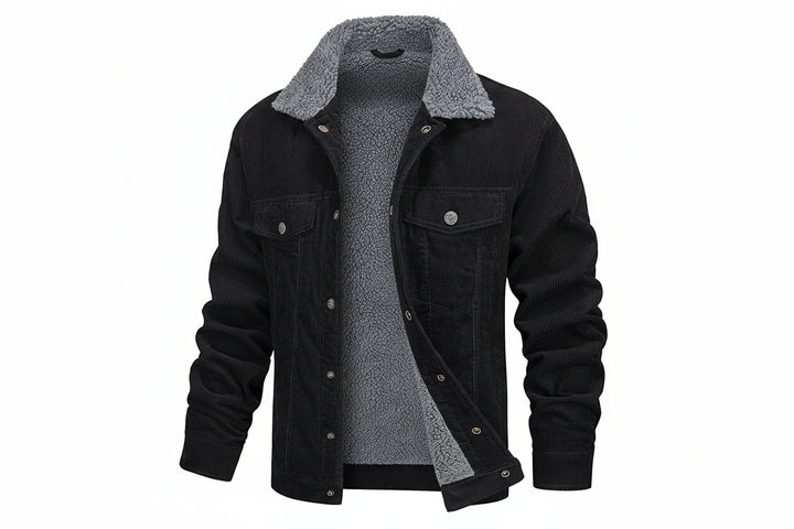 Men Corduroy Jacket Casual Vintage Button Up Coat-HighTouch