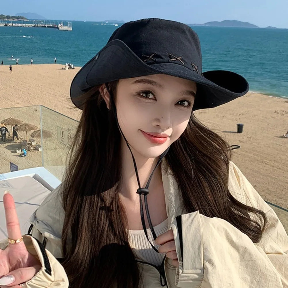 Breathable Western Cowboy Hat – Wide Brim, Adjustable, Summer Sun Protection