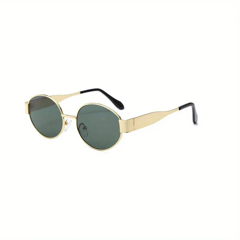 Retro Oval Metal-Frame Sunglasses-HighTouch