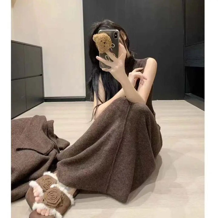 Women’s Knit Dress & Long Cardigan Set-HighTouch