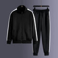 Korean Style Tracksuit for Men – Striped Zip Jacket & Jogger Pants Set