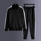 Korean Style Tracksuit for Men – Striped Zip Jacket & Jogger Pants Set-HighTouch