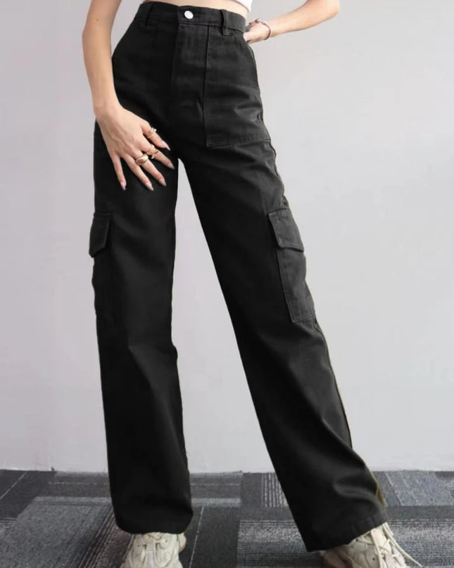Vintage Y2K Beige Cargo Parachute Pants – Wide-Leg Techwear Joggers Unisex