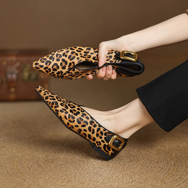 Genuine Horsehair & Leather Women’s Pointed Toe Flats