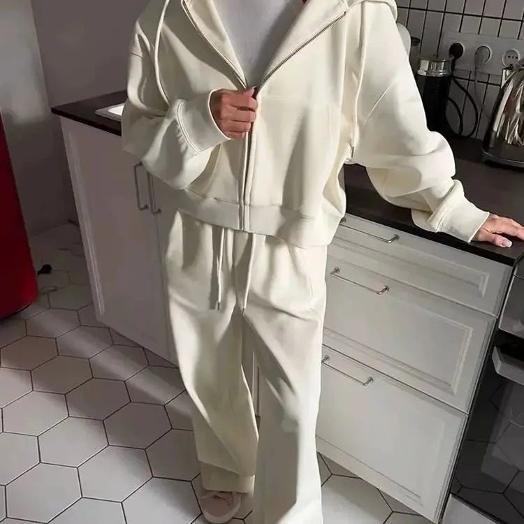 Women's Zip-Up Hoodie & Long Pants Set