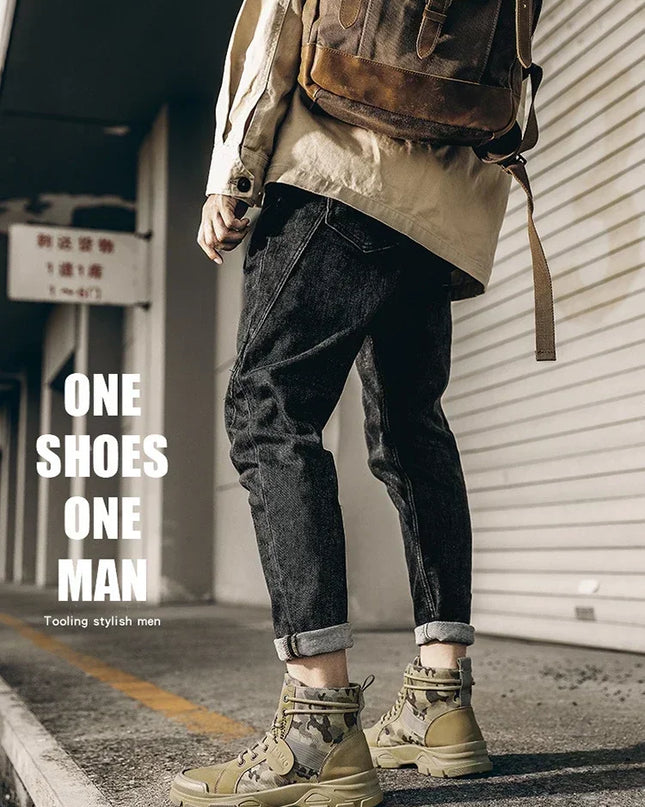 Men’s Camouflage Platform High-Top Boots