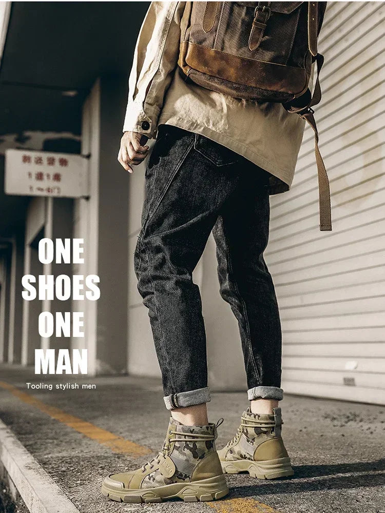 Men’s Camouflage Platform High-Top Boots