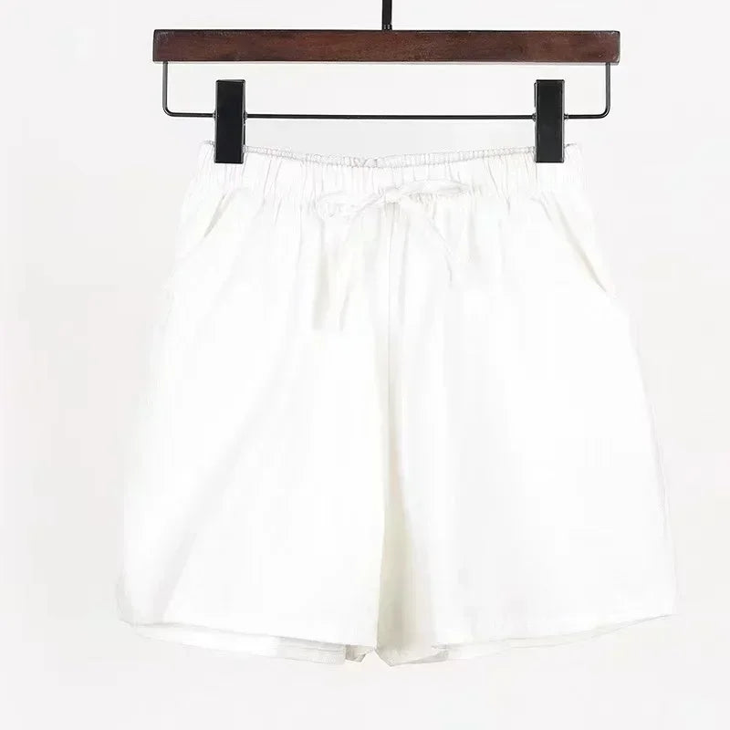 Women’s Cotton‑Linen Wide‑Leg Beach Shorts-HighTouch