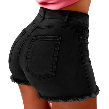Ripped High-Waist Denim Slim Shorts – Women’s Hotpants for Summer Street Style