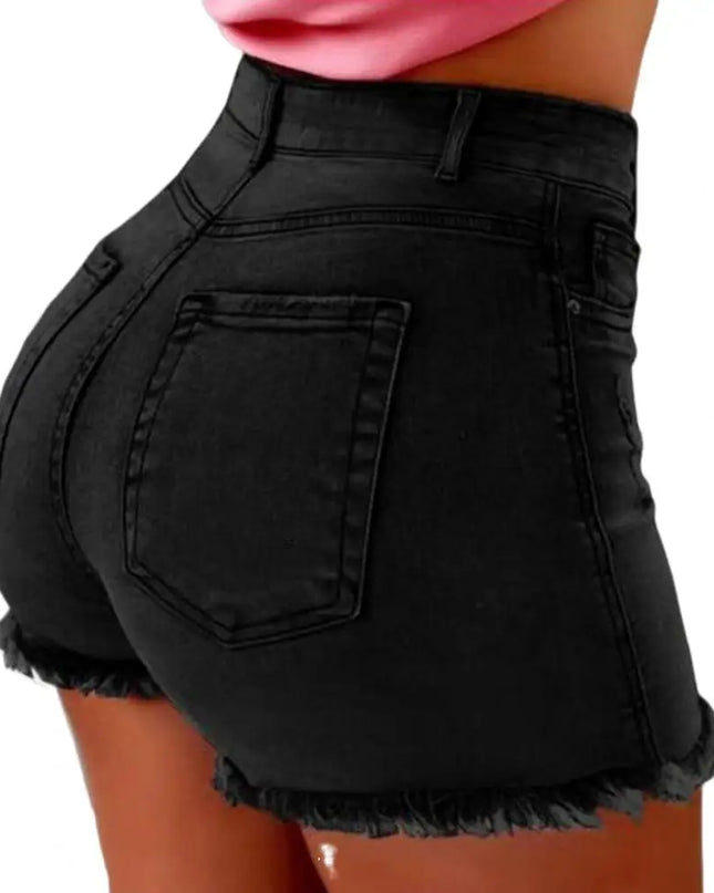 Ripped High-Waist Denim Slim Shorts – Women’s Hotpants for Summer Street Style