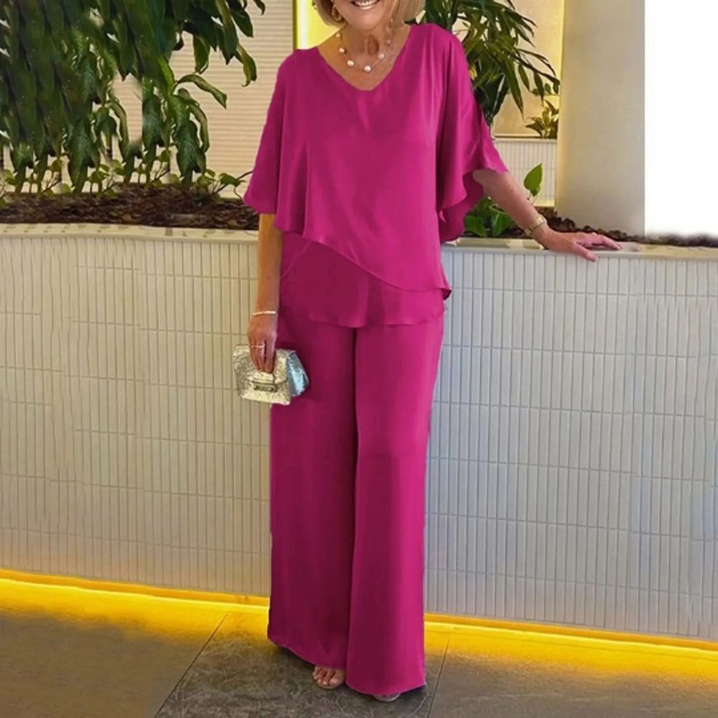 Pants Suit Two Piece Set Soild Female Outfit Summer
