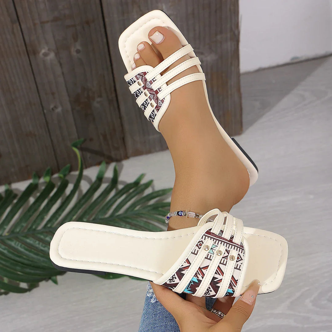 Women's Aztec Pattern Platform Slide Sandals