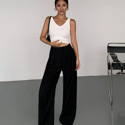 High-Waisted Wide-Leg Suit Pants – Multicolor Office Trousers for Women