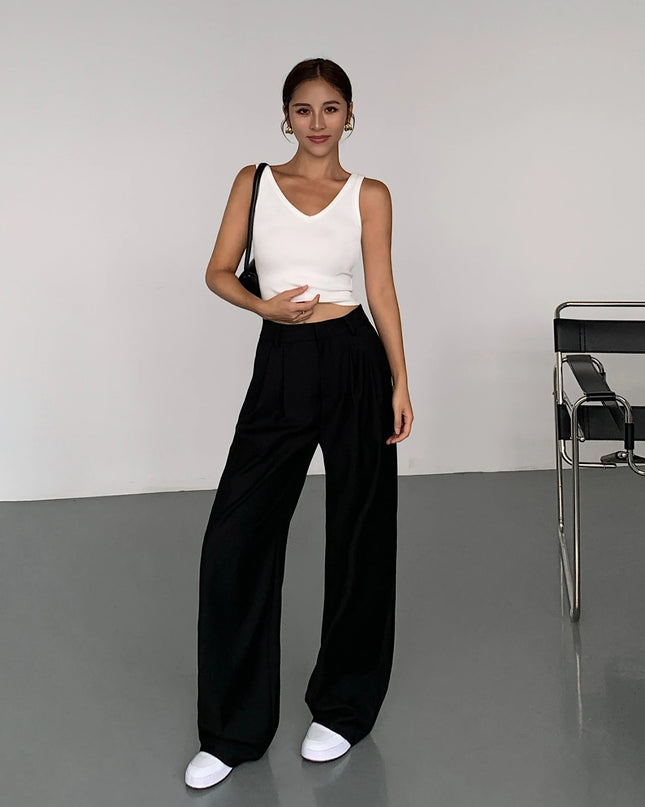 High-Waisted Wide-Leg Suit Pants – Multicolor Office Trousers for Women