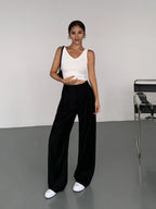 High-Waisted Wide-Leg Suit Pants – Multicolor Office Trousers for Women-HighTouch