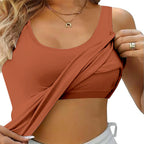 Plus-Size Tank Top with Built-In Bra – Sleek & Supportive Summer Camisole-HighTouch