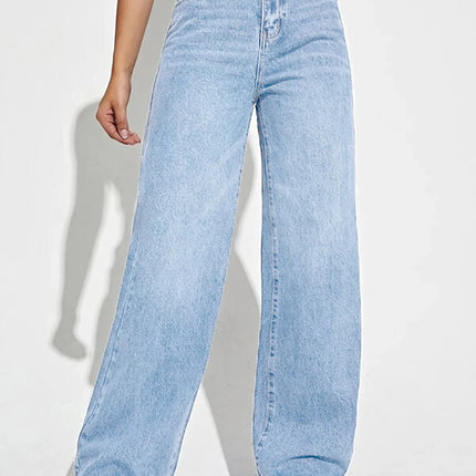 Mid Waist Loose Straight Jeans for Women