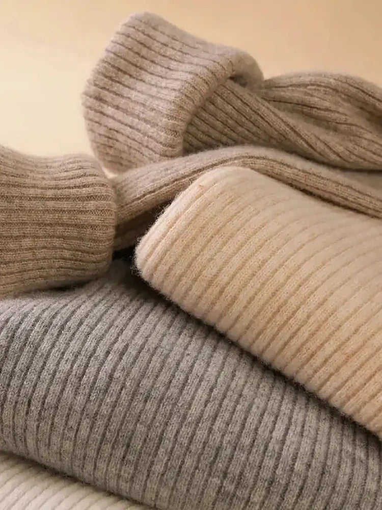 Women's Cashmere Turtleneck Sweater Soft Knit Autumn Winter Top-HighTouch