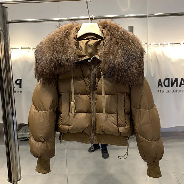 Short White Duck Down Parka Women