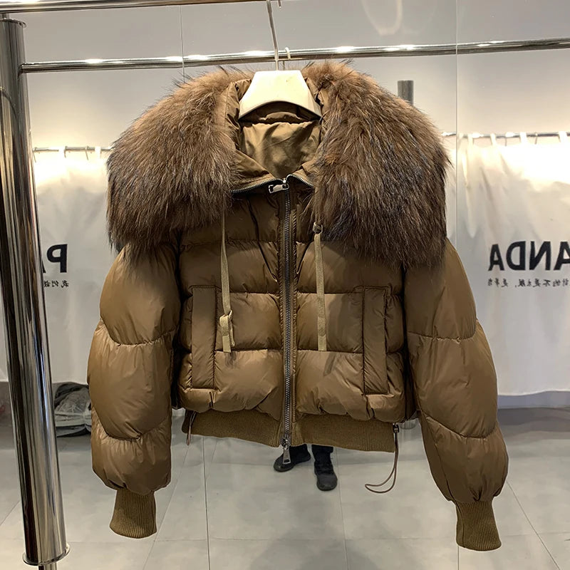 Short White Duck Down Parka Women-HighTouch